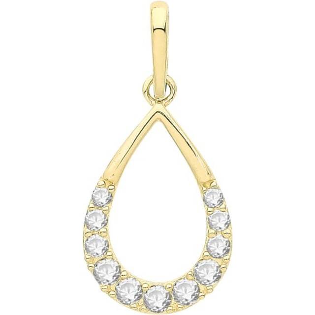 9ct Gold Zirconia Open Pear Shape Pendant PN1264