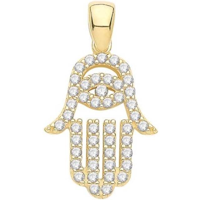 9ct Yellow Gold Zirconia Hamsa Pendant PN1303