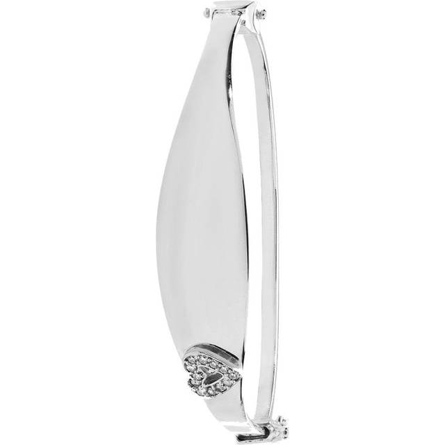 9ct White Gold Baby Hinged Bangle with Zirconia BN412W
