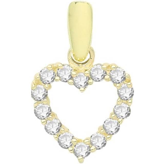 9ct Gold Zirconia Open Heart Pendant PN1252