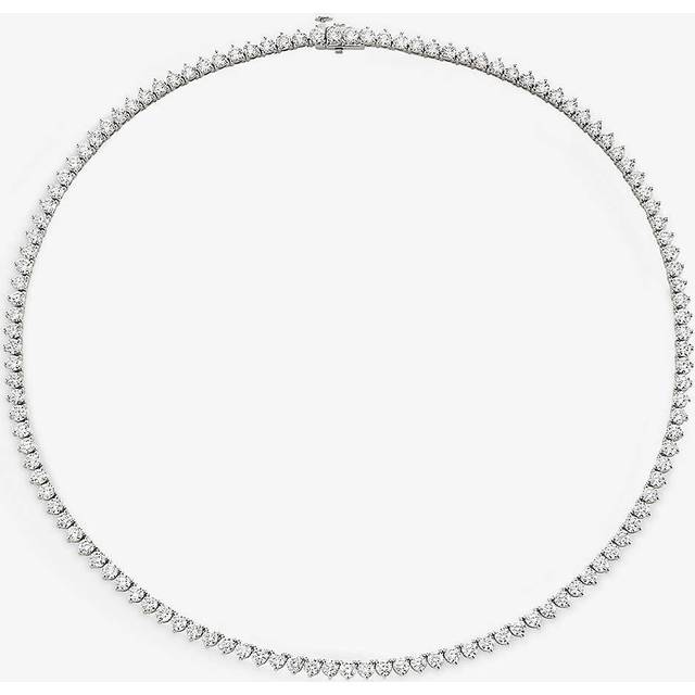 Vrai Womens 14k White Gold 14ct and 12.2ct Brilliant-cut Lab-grown Diamond Tennis Necklace - 14K WHITE GOLD
