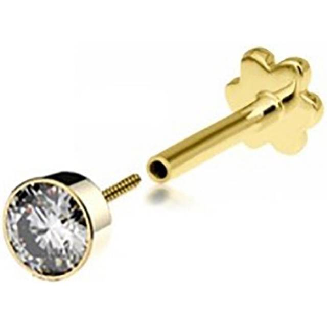 9ct Yellow Gold Single Zirconia Cartilage Labret ES2022