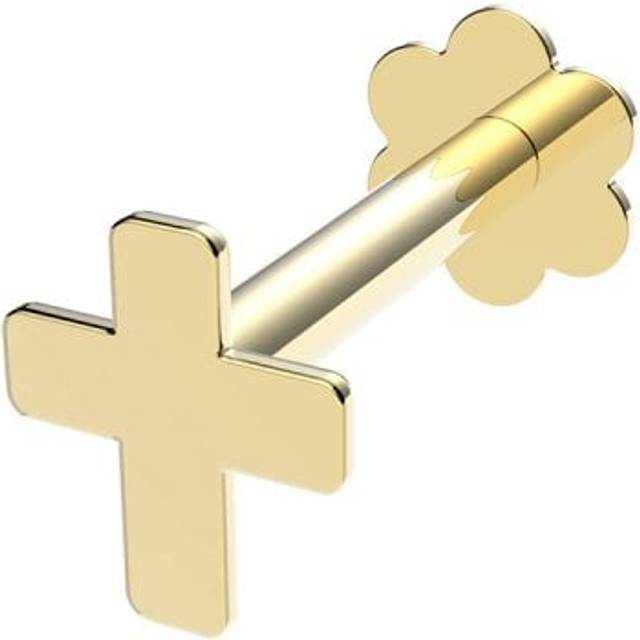 9ct Yellow Gold Plain Cross Cartilage Labret ES2032