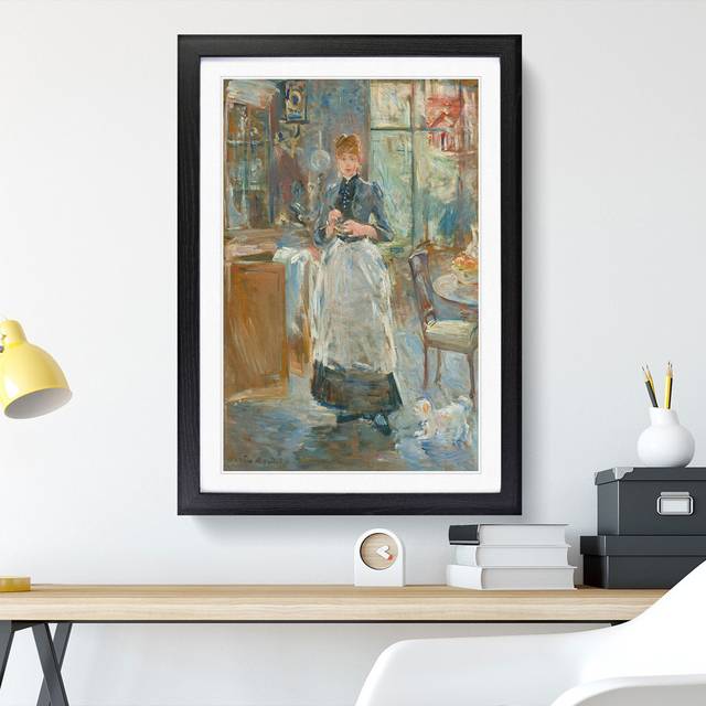 In the Dining Room by Berthe Morisot - Picture Frame Painting - Black (65cm H x 48cm W x 2cm D)