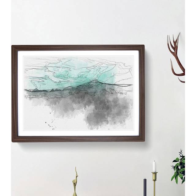 Mint Green Sky - Picture Frame Graphic Art Print - Walnut Framed (36cm H x 48cm W x 2cm D)
