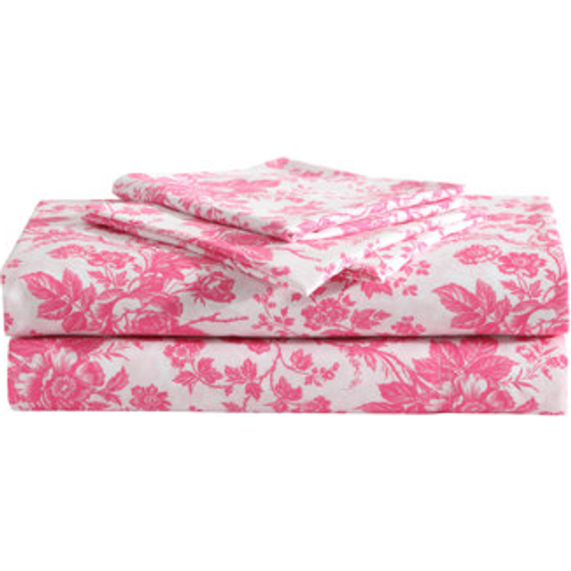 Betsey Johnson  King Sheets  Soft  Lightweight Bedding  Fade  Wrinkle Resistant Betseys Toile Pink  King