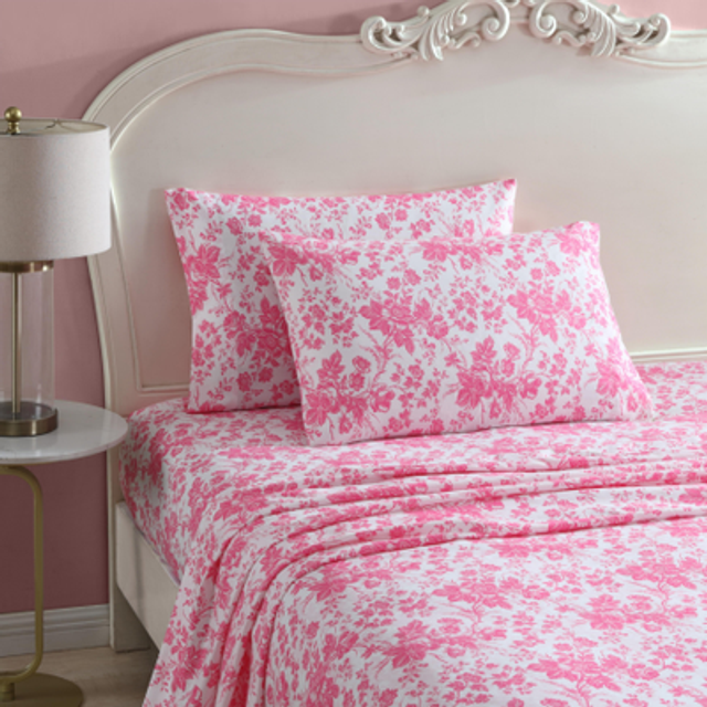 Betsey Johnson - Full Sheets  Soft & Lightweight Bedding  Fade & Wrinkle Resistant (Betseys Toile Pink  Full)