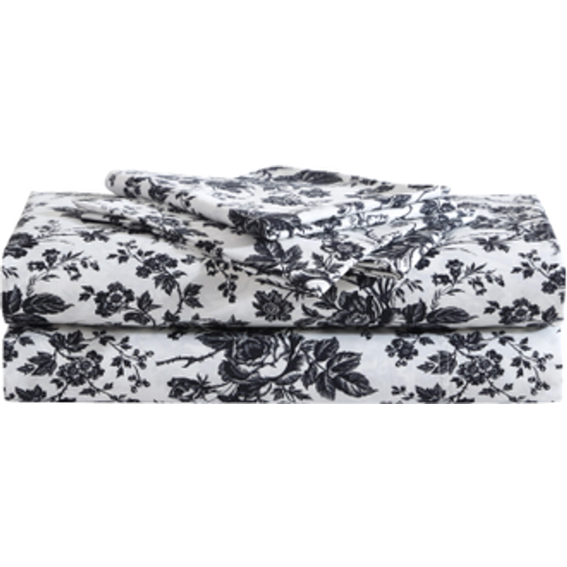 Betsey Johnson  Twin Sheets  Soft  Lightweight Bedding  Fade  Wrinkle Resistant Betseys Toile Black  Twin