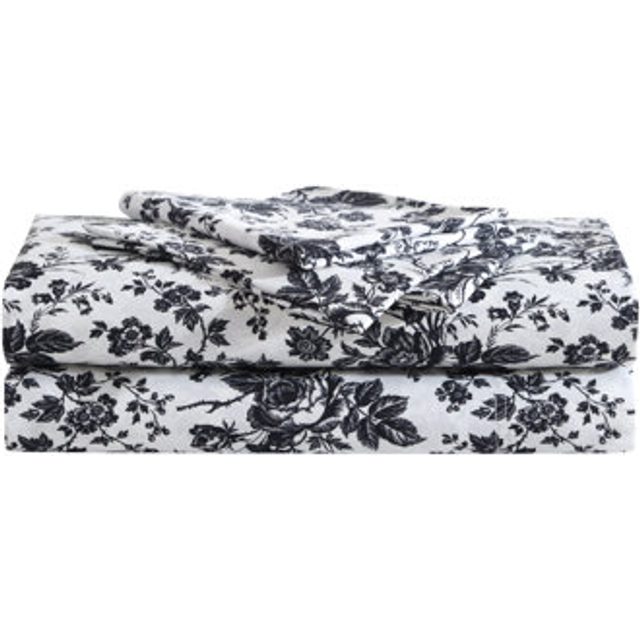 Betsey Johnson  Twin XL Sheets  Soft  Lightweight Bedding  Fade  Wrinkle Resistant Betseys Toile Black  Twin XL