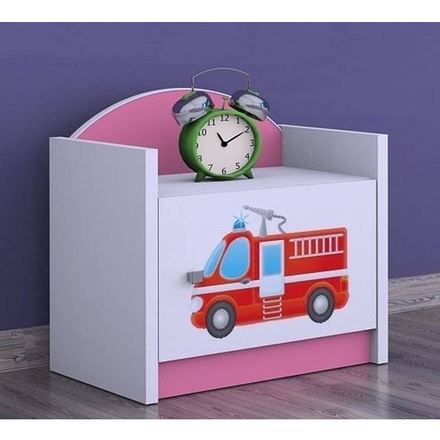 Sterling Fire engine Bedside Table - Pink (40cm H X 40cm W X 34cm D)