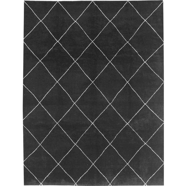 Handwoven 100% Wool Black Rug (Rectangle 282cm x 369cm)