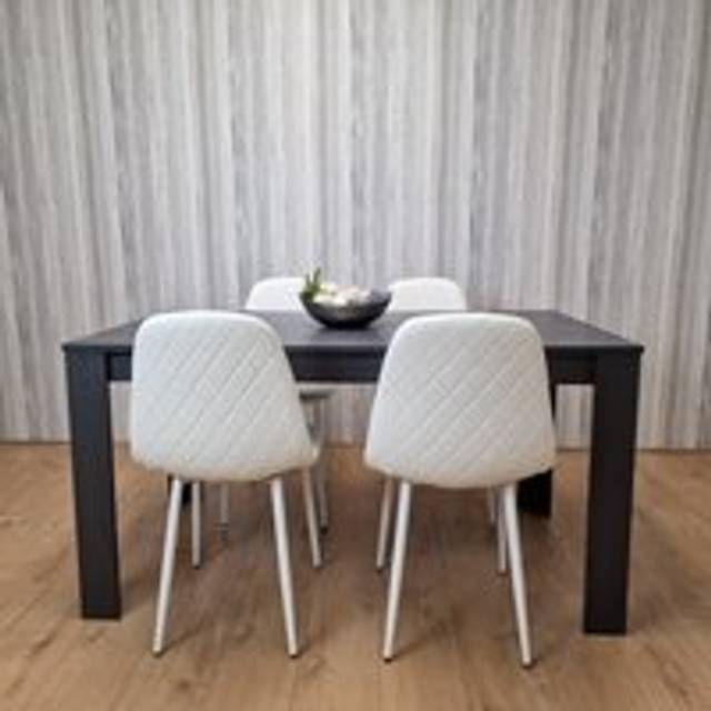 Portland 4 Seater Dining Set Dark Grey and White - Multi