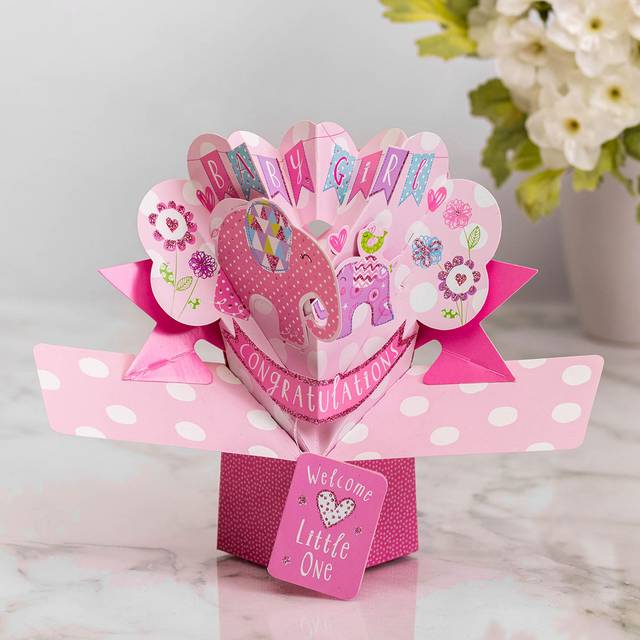 Second Nature Pop-Up 3D Greeting Card-Baby Girl Congratulations