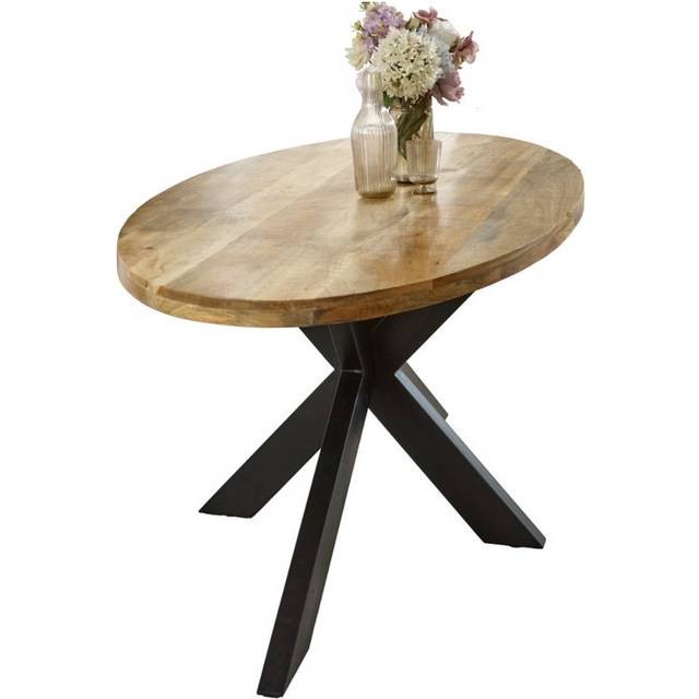 Brooklyn Surrey 6 Seater Solid Wood and Metal Oval Dining Table - Brown