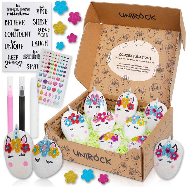 Unicorn Rock Decorating Kit - Kids Easter Crafts - Unicorns Gifts For Girls - DIY Arts & Crafts Supplies - Decorate Your Own Rock  Painting