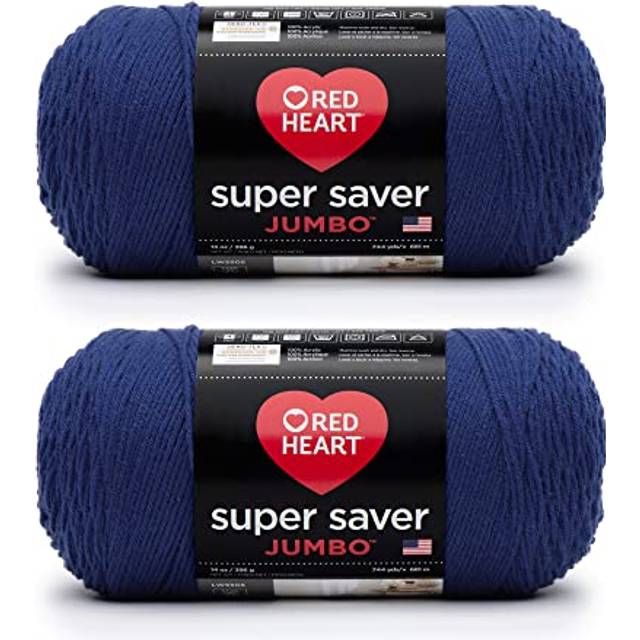 Red Heart Super Saver Jumbo Royal Yarn - 2 Pack of 396g/14oz - Acrylic - 4 Medium (Worsted) - 744 Yards - Knitting/Crochet