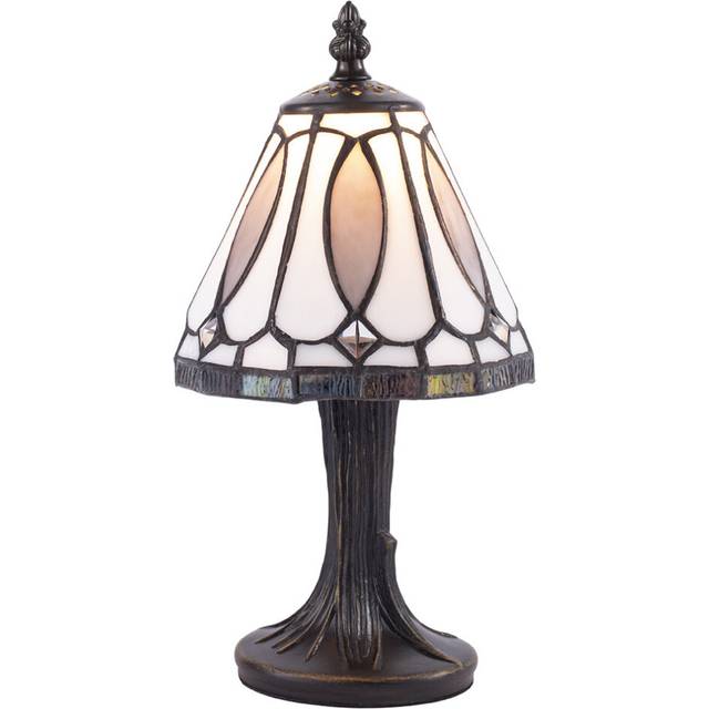 Tiffany by Tiff Table Lamp Tree Effect Base With Art Deco Shade- Brass Litecraft