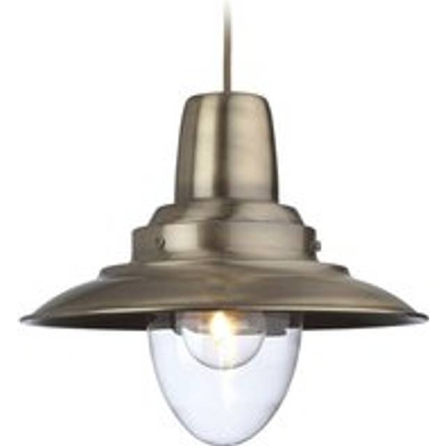 Firstlight Fisherman Mediterranean Style 29cm Pendant Light in Antique Brass and Clear