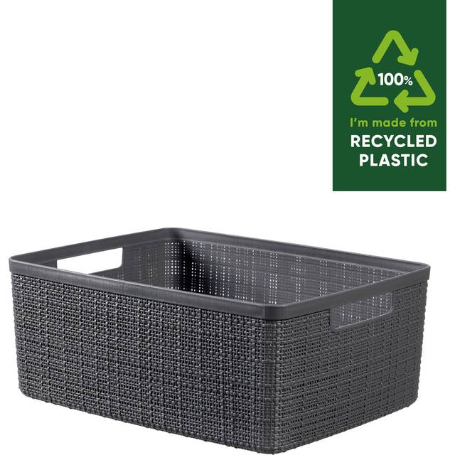 Jute Small Basket 5L Dark Grey Eco Friendly Plastic Storage for Home Office