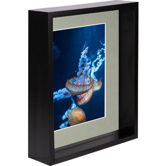 8" x 10" Black 3D Deep Box Photo Frame - with 5" x 7" Mount - Grey Mount