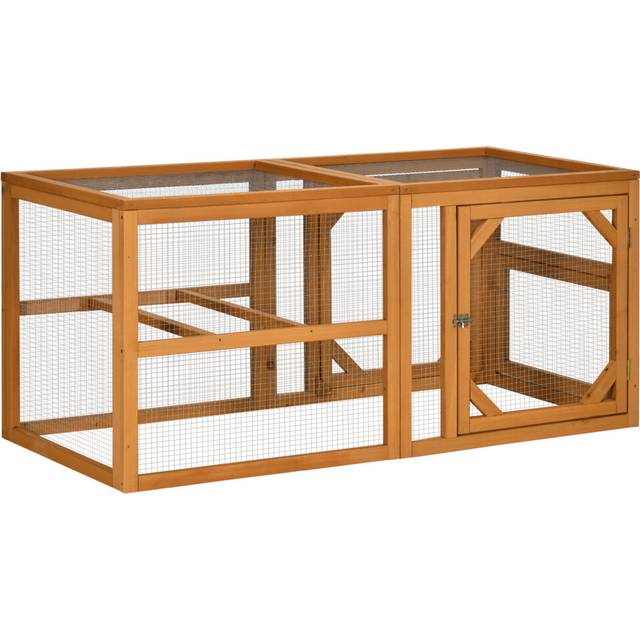 PawHut Wooden Chicken Coop w/ Perches - Doors - for 2-4 Chickens | TJ Hughes Orange