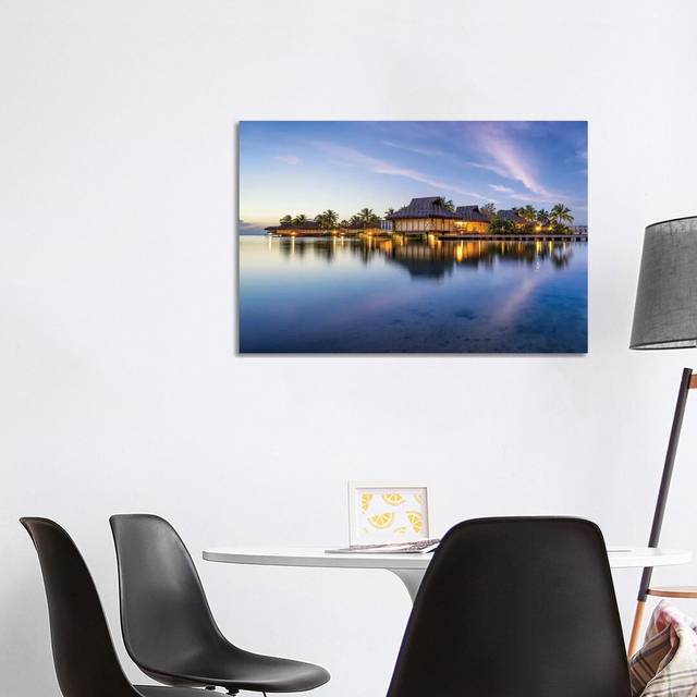 Overwater Bungalows At A Luxury Beach Resort On Bora by - Wrapped Canvas (101.6 cm H x 66.04 cm W)