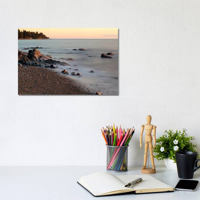 Seascape with Long Exposure at Browning Beach, Sechelt, British Columbia, Canada by Kristin Piljay - Wrapped Canvas Photograph (20.32 cm H x 30.48 cm W)