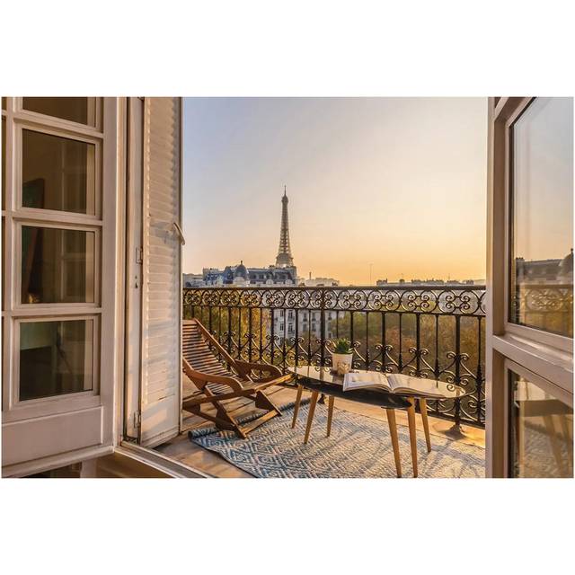 Paris Balcony with Eiffel Tower VIew by Karen Mandau - Wrapped Canvas Photograph (20.32 cm H x 30.48 cm W)