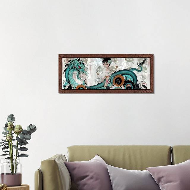 Liberty & Blaze' by Caia Koopman - Panoramic Painting Print on Canvas - Brown Floater Framed (121.92 cm H x 40.64 cm W)