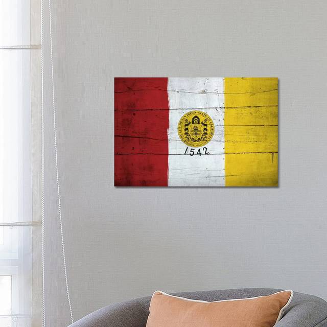 San Diego, California City Flag on Wood Planks by iCanvas - Wrapped Canvas Painting (66.04 cm H x 45.72 cm W x 1.91 cm D)