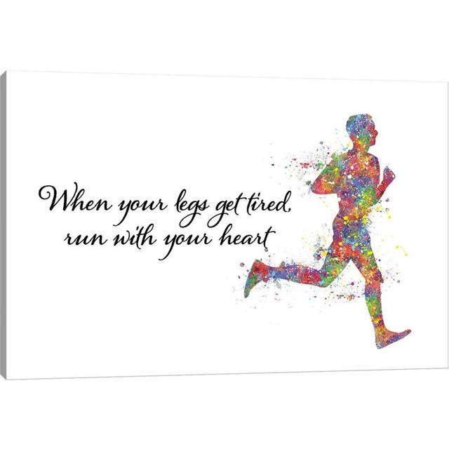 Runner Male Quote by Genefy Art - Wrapped Canvas Graphic Art (101.6cm H x 152.4cm W x 3.81cm D)