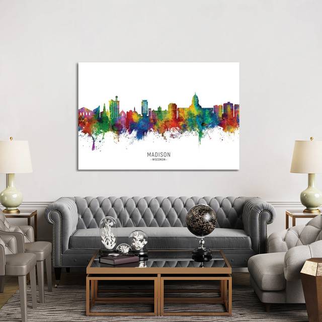 Madison Ii Wisconsin Skyline City Name (101.6cm H x 152.4cm W x 3.81cm D)