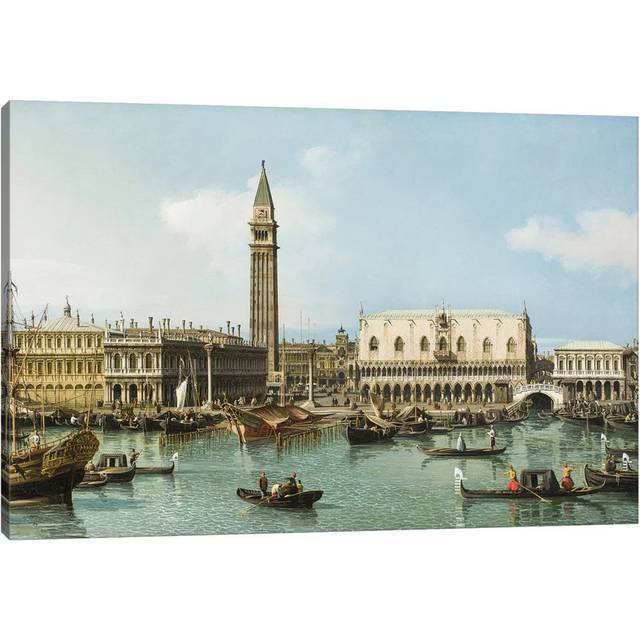 The Molo from the Basin of San Marco, Venice, C.1747-1750 by Canaletto - Wrapped Canvas Painting (66.04cm H x 101.6cm W x 1.91cm D)