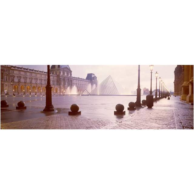 Misty View of Pyramide du Louvre, Musee du Louvre, Paris, Ile-de-France, France - Wrapped Canvas Panoramic Photograph (152.4 cm H x 50.8 cm W x 1.91 cm D)