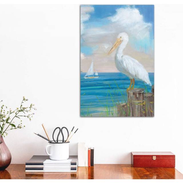 Pelican View II by Sally Swatland - Wrapped Canvas Painting Print (66.04 cm H x 45.72 cm W x 1.91 cm D)