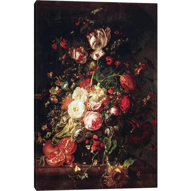 Flowers and Fruit by Rachel Ruysch - Wrapped Canvas Painting (20.32 cm H x 30.48 cm W)