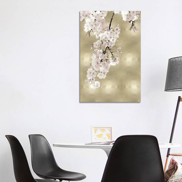 Pink Blossoms on Gold II by Kate Bennett - Wrapped Canvas Graphic Art (101.6cm H x 66.04cm W)
