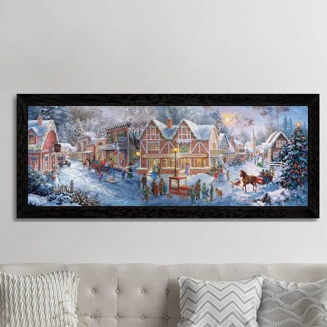 Getting Ready for Christmas by Nicky Boehme - Panoramic Painting Print on Canvas - Black Framed (121.92 cm H x 40.64 cm W)