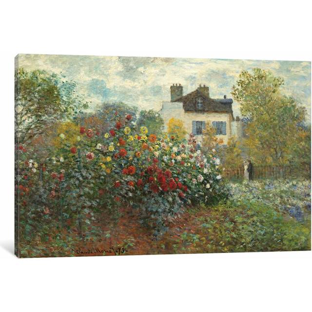 The Artist's Garden in Argenteuil by Claude Monet - Painting Print on Canvas - No Frame (66.04 cm H x 45.72 cm W x 3.175 cm D)