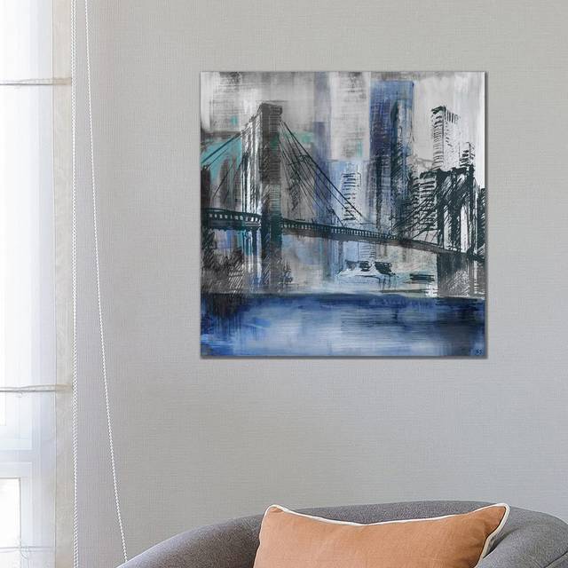 Brooklyn Bridge by - Wrapped Canvas Painting (66.04 cm H x 66.04 cm W x 3.175 cm D)