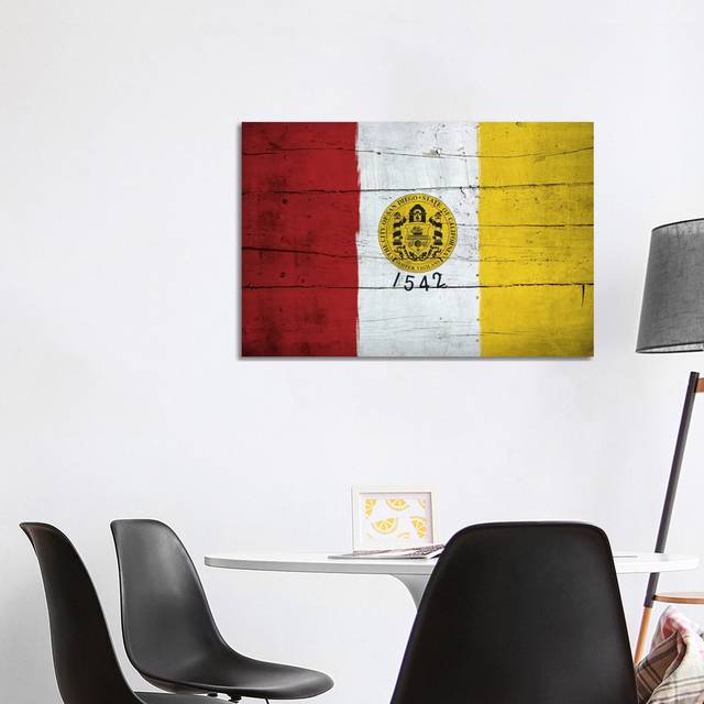 San Diego, California City Flag on Wood Planks by iCanvas - Wrapped Canvas Painting (101.6 cm H x 66.04 cm W x 1.91 cm D)