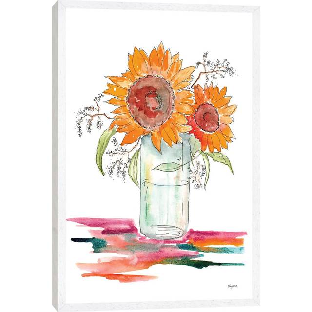 Sunflower by Kelsey McNatt - Painting on Canvas - White Framed (66.04cm H X 45.72cm W)