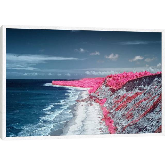 Costal Magenta Beach - Bahia, Brazil - White Framed (66.04cm H x 101.6cm W x 3.81cm D)