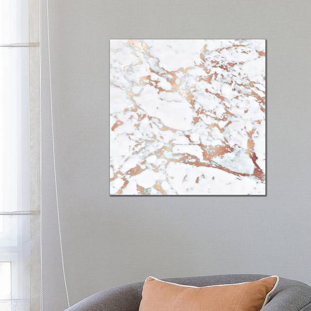 Rosegold Marble Square by Monika Strigel - Wrapped Canvas Graphic Art (66.04cm H x 66.04cm W x 3.81cm D)