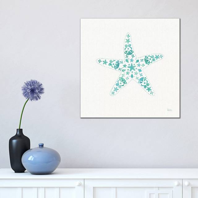 Sea Charms I Teal, No Words (45.72 cm H x 45.72 cm W x 3.175 cm D)