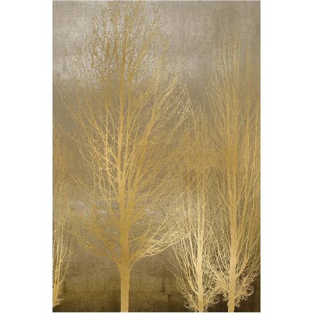 Gold Trees on Brown Panel II by Kate Bennett - Wrapped Canvas Painting (45.72cm H x 30.48cm W x 1.91cm D)