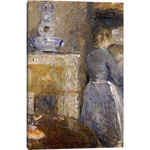 In the Dining Room (Dans la Salle a Manger), 1880 by Berthe Morisot - Wrapped Canvas Painting (30.48cm H x 20.32cm W x 1.905cm D)
