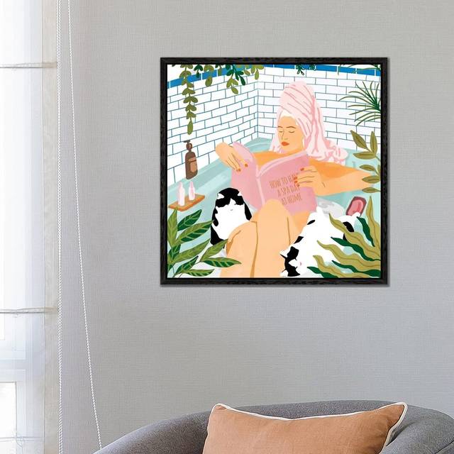 How To Have A Spa Day At Home - Art Print on Canvas - Black Framed (66.04 cm H x 66.04 cm W)