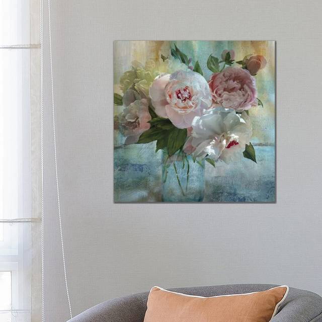 Peony Bouquet I by Nan - Painting Print on Canvas - Wrapped Canvas (66.04 cm H x 66.04 cm W x 1.91 cm D)