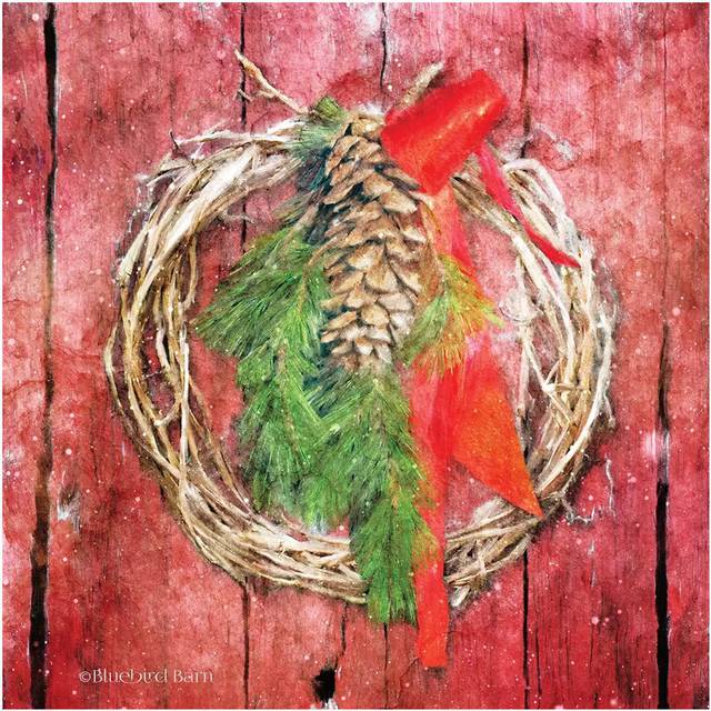 Rustic Wreath by Bluebird Barn - Wrapped Canvas Painting (30.48cm H x 30.48cm W x 1.905cm D)